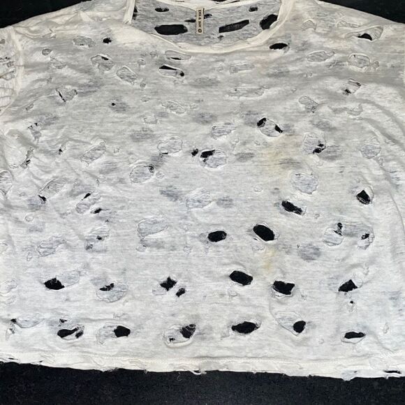 LF Emma & Sam ultra cut up hole distressed destroyed t shirt XS Worn 1x - Picture 8 of 8